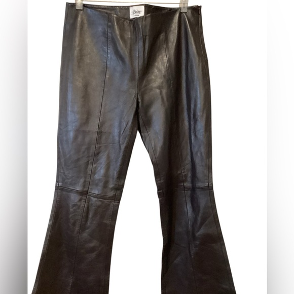 About You x Bella Chocolate Brown Flare Lamb Leather Pants Medium Size 8 - Picture 8 of 16